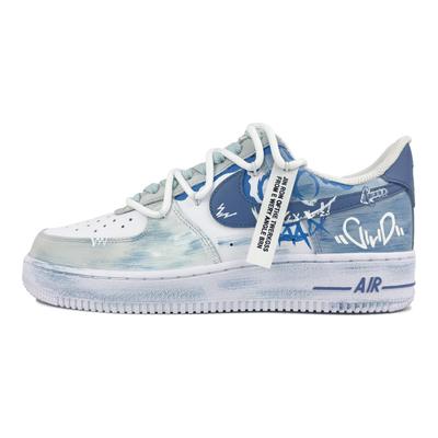 Nike Air Force 1 Нескользящие Устойчивые к истиранию Низкие Скейтбордические кроссовки Унисекс Эфирный синий CW2288-111(Команда619-)