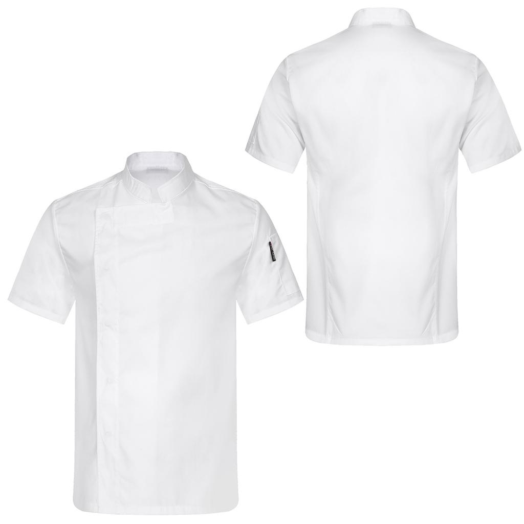 Унисекс с коротким рукавом поварской пиджак однотонный цвет кухонная униформа для готовки