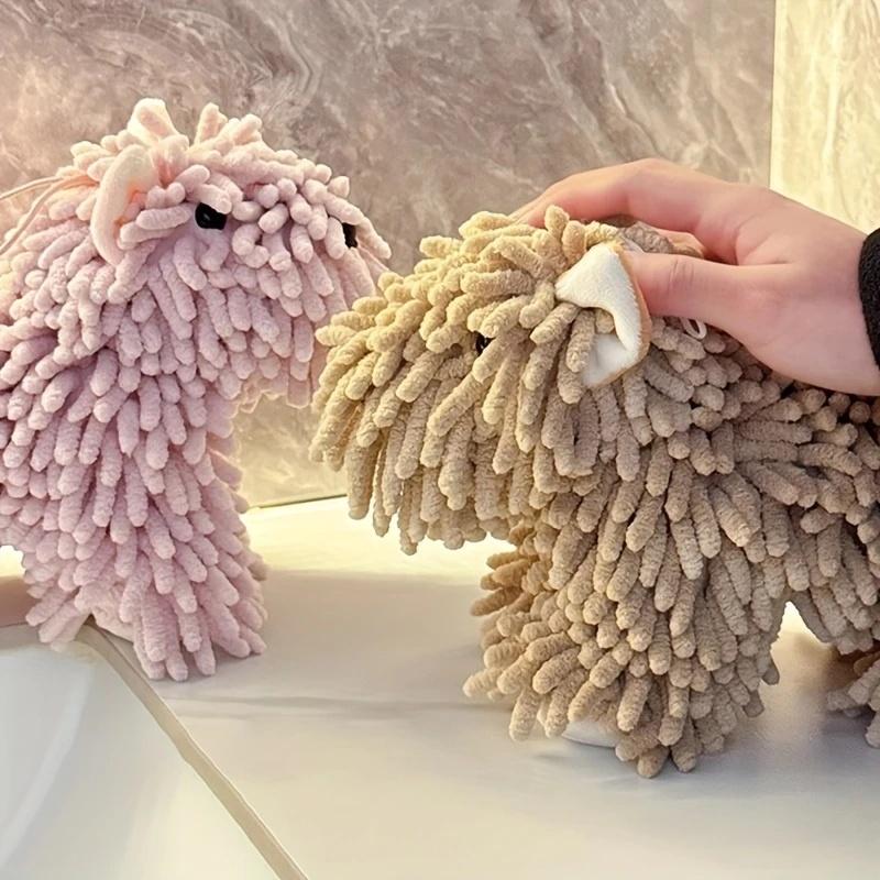 1Pc Cute Puppy-Shaped Hand Towel Wall-Mountable Multi-Color Options - Ideal For Kitchen & Bathroom Use Hand Towels For Bathroom