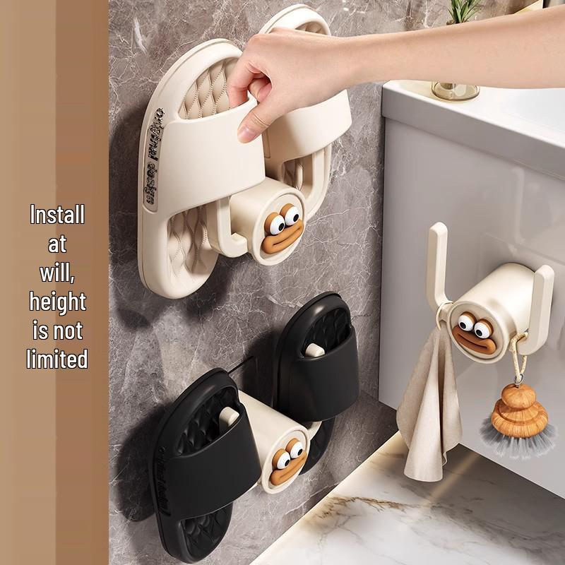 Мультяшный настенный держатель для тапочек для ванной в виде сосиски - Беспробивной крючок для хранения за дверью
