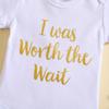 Боди для младенцев с принтом «I Was Worth The Wait» из 100% хлопка, милый комбинезон с короткими рукавами, комбинезон