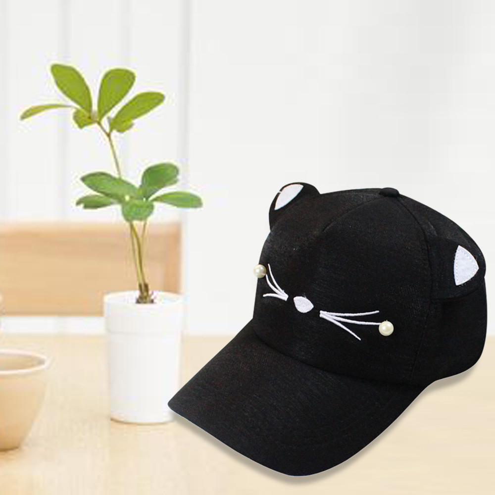 Весенняя мода жемчуг дикий милый студент кошачьи уши козырек бейсболка
