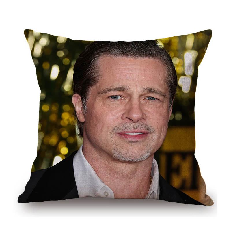 Sexy Handsome Super Star Brad Pitt Muscle Man Fans Gift Cotton Linen Sofa Throw Pillow Case Home Decoration Art Cushion Cover