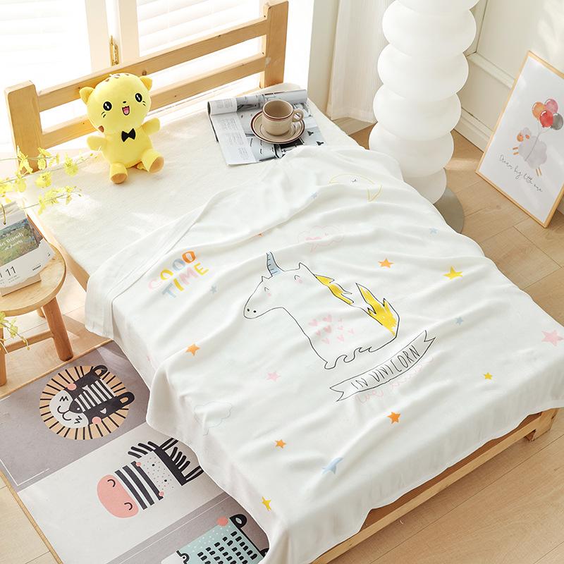 Double-layer Bamboo Cotton Infant Blanket, Children's Quilt, Thin Air-conditioning Summer Cool Quilt, Baby Bamboo Fiber Ice Silk Blanket
