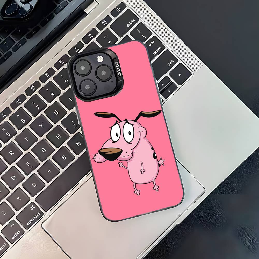 Чехол для телефона Courage The C-CowardlyS Dog для iPhone 17,16,15,14,13,12,11,Pro,XS,Max,Plus,Mini,SE4,E Черный Матовый Ударопрочный Чехол