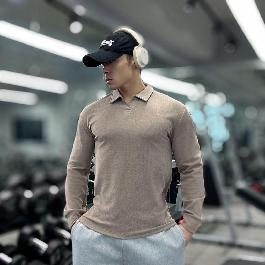 Мужской Тяжелый Двусторонний Теплосберегающий Приталенный Базовый Слой на Молнии с Длинным Рукавом Высокой Эластичности для Фитнеса Осень/Зима.