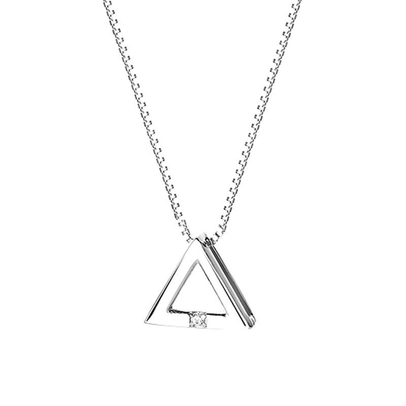 925 пробы стерлингового серебра блестящие двойные треугольные ожерелья с цирконием любовь круг подвески подарок для девушки коробка цепочка чокер ошейник ювелирные изделия