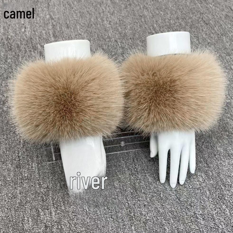 Женские зимние плюшевые меховые манжеты на запястья - перчатки с рукавами из искусственного меха лисы, енота, кролика.