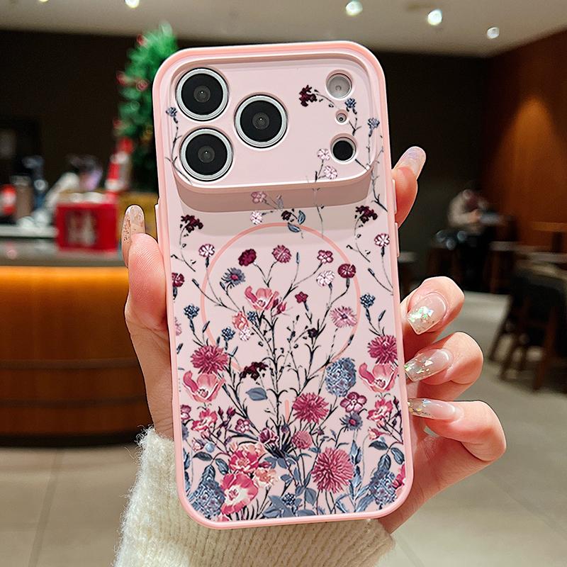 Чехол с цветочным узором для девочки для iPhone 17 Pro Max Funda iPhone 16 15 14 13 Pro Max Магнитный Для Magsafe Гибридный Тонкий Матовый Чехол