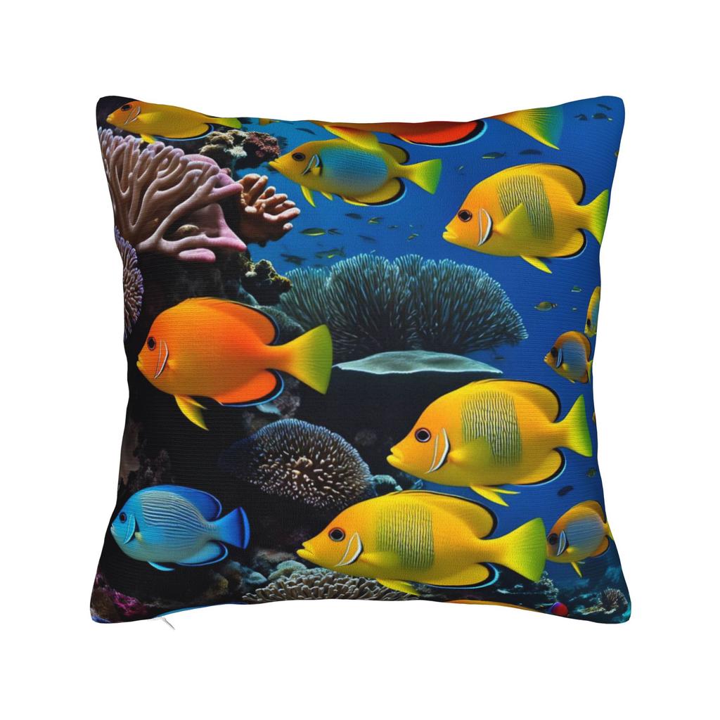 Pillow Cover Beautiful Underwater World Colorful Fish Cute Funny Pillow Case For Sofa Home Decoration Pillowcases