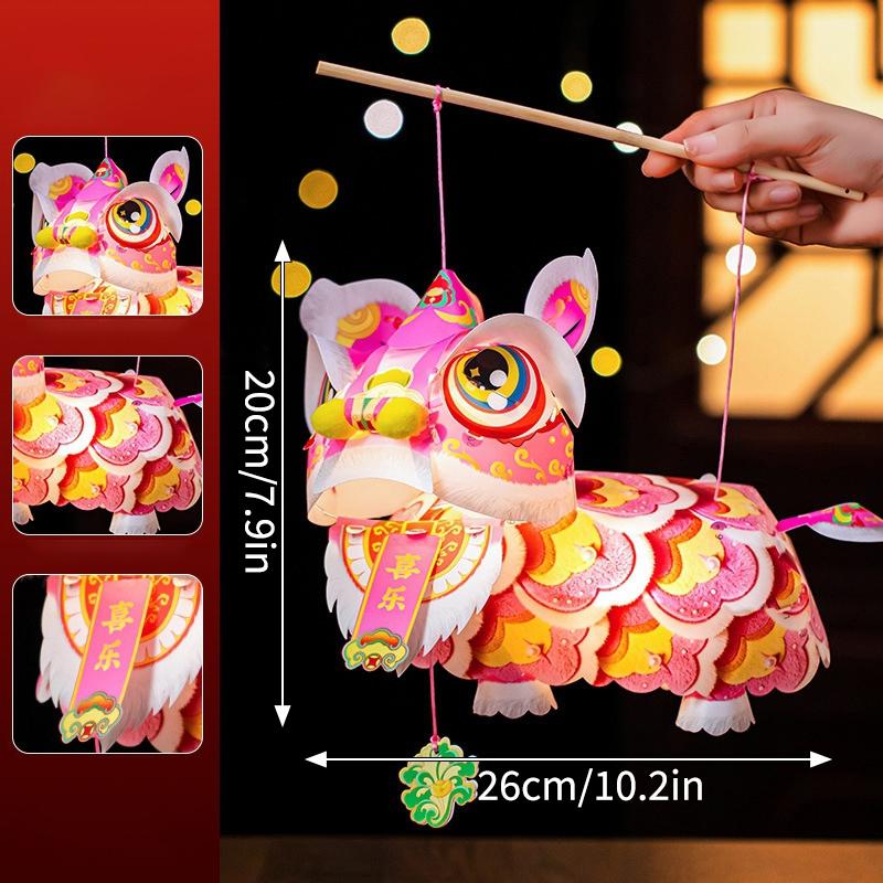 Rabbit Lion Lantern DIY Material Package Handheld Lanterns Party Gift for Friends Chinese New Year Decoration Photo Props 5