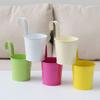 Iron Hanging Flower Pot Balcony Planter with Detachable Hook Solid Color Herb Pot for Indoor Windows Garden Fence Railing