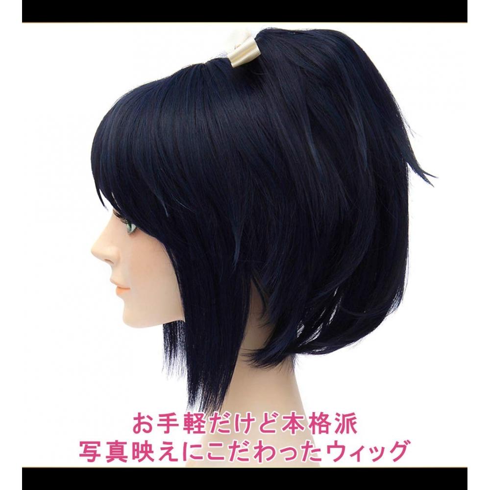 CaseEden Парик для косплея Парик для косплея с Vance Touken Ranbu Yamato no Kami Stable Short Blue Black Black Blue Black White Mercier Wig Net Set of 2