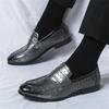 Fashion Britain Retro Men's Pointed Alligator Pattern Flats Business Leather Shoes Male Casual Loafers Formal Dress Footwear