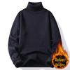 Men's Winter Plus Velvet High Neck Wool Sweater - Turn-Down Collar, Thick Knit, Solid Color