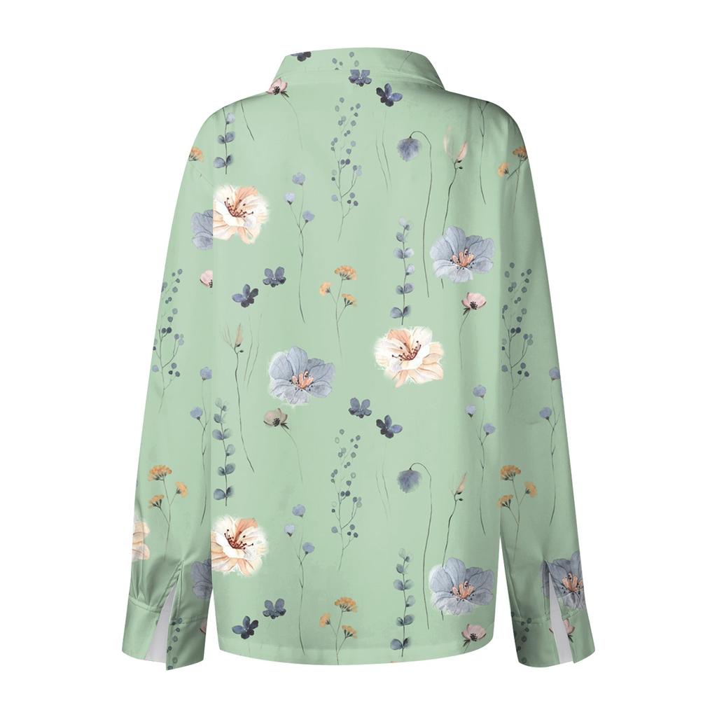 Women's Shirt Blouse Floral Print Button Long Sleeve Casual Basic Shirt Collar Regular Top