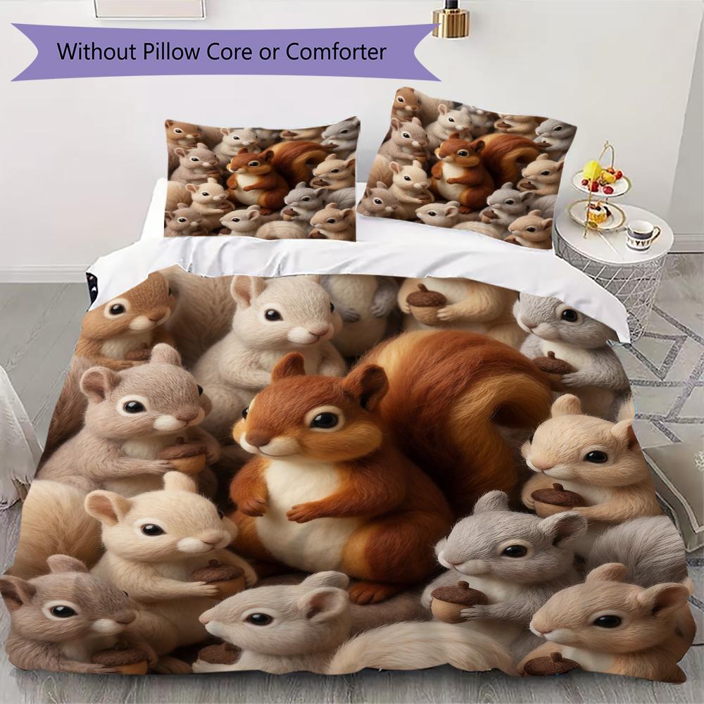 Watercolor Hedgehog Pattern Bedding uilt Set uilt Cover Pillowcase Home Decoration Birthday Gift (1 * duvet cover + 2 * pillowcase without core)