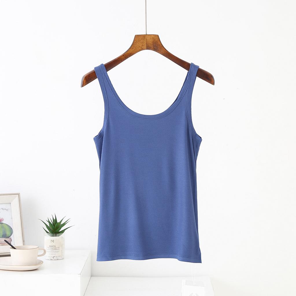 Summer Elastic Tank Tops Slim Fit U-Neck Camis Ribbed Sleeveless Base Layer Shirt Solid Color Camisole All Match