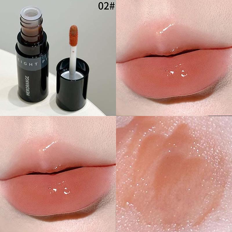Herorange Mirror Lip Glaze Juice Red Lip Gloss Long-Lasting Shiny Lip Gloss, Student-Friendly Skin-Brightening Nude Lipstick