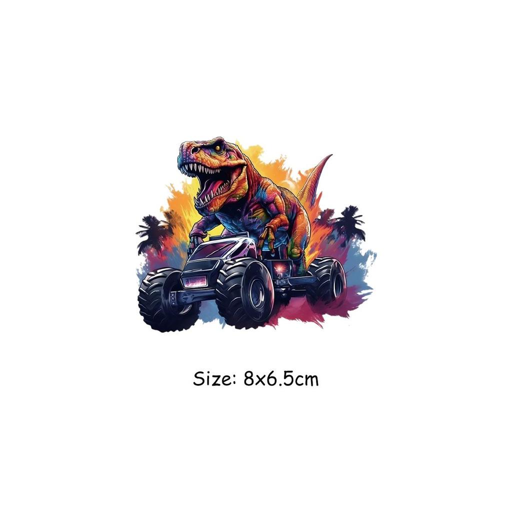 Нашивки с динозаврами, мультяшный грузовик, термоклейкая передача, художественные ремесла, глажка одежды, аппликация, аксессуары «сделай сам», железные нашивки с животными