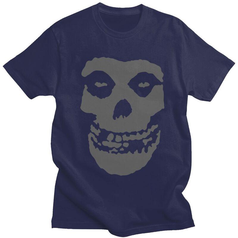 Мужская футболка на заказ в стиле Хоррор Панк Рок Misfits с черепом, футболка, футболки, футболки с коротким рукавом, свободный крой