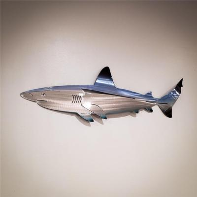 Художественное украшение на стену из нержавеющей стали Shark - элегантный подвесной декор для домашнего интерьера и уникальный настенный декор