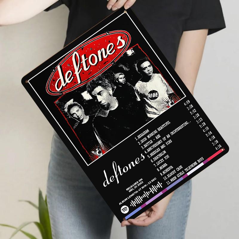 Deftones Обложка альбома Металлическая жестяная табличка Винтажный плакат рок-группы Декор для стены Музыкальная комната