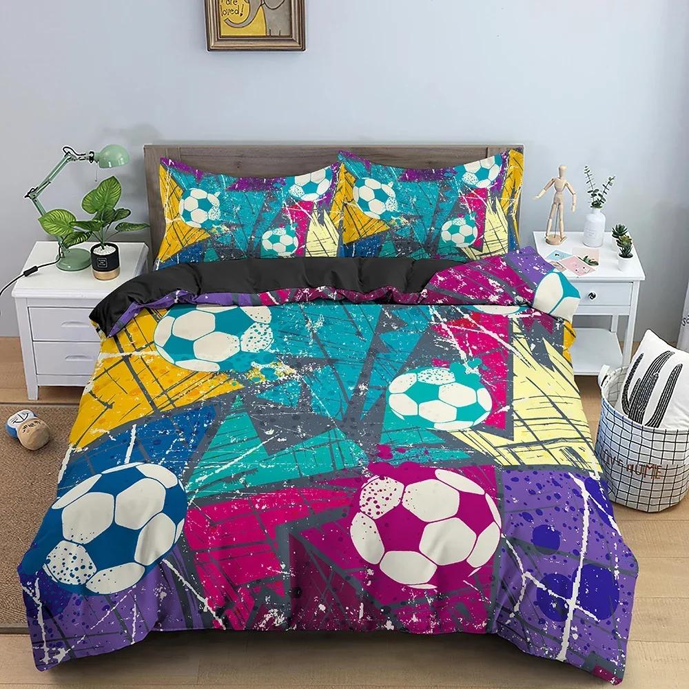 3D Football Print Soccer Sport Bedding Set Single Twin Double Queen King Cal King Size Bed Linen Set