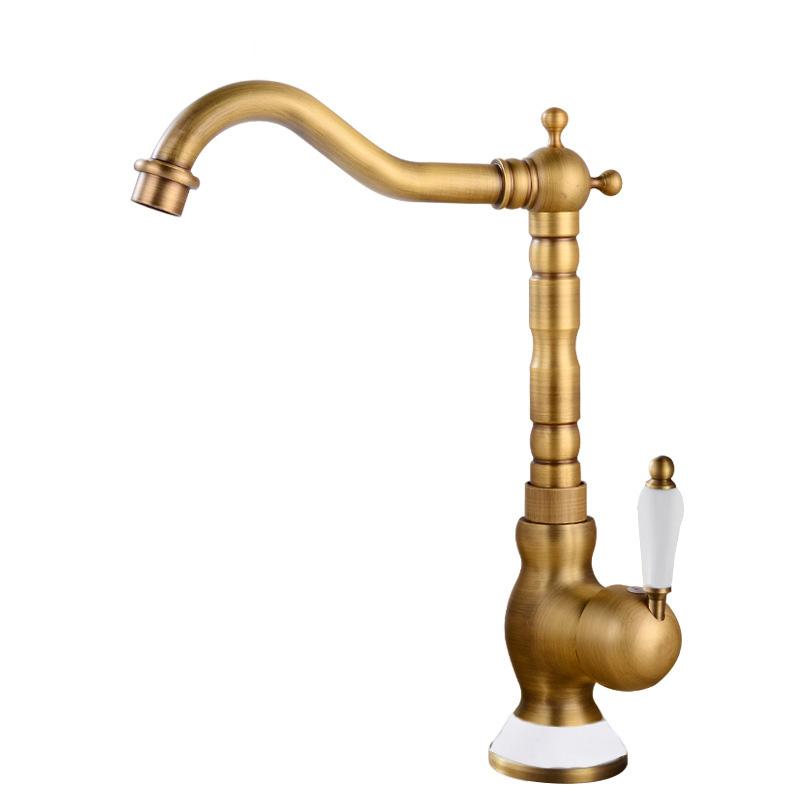European Style Gold Basin Faucet Chrome Hot and Cold Mixers Antique Wash Basin Faucet Taps The Basin 360 Rotating Faucet