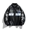 Baseball Uniform PU Leather Jacket Men's Spring and Autumn New Motorcycle Racing Suit Trendy Brand Retro Bomber Jacket