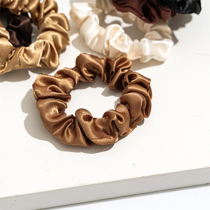 1Pc 12cm Black Brown Women Silk Satin Scrunchies Korean Ladies Girls Elastics Hair Band Ponytail Hold Hair Accessories