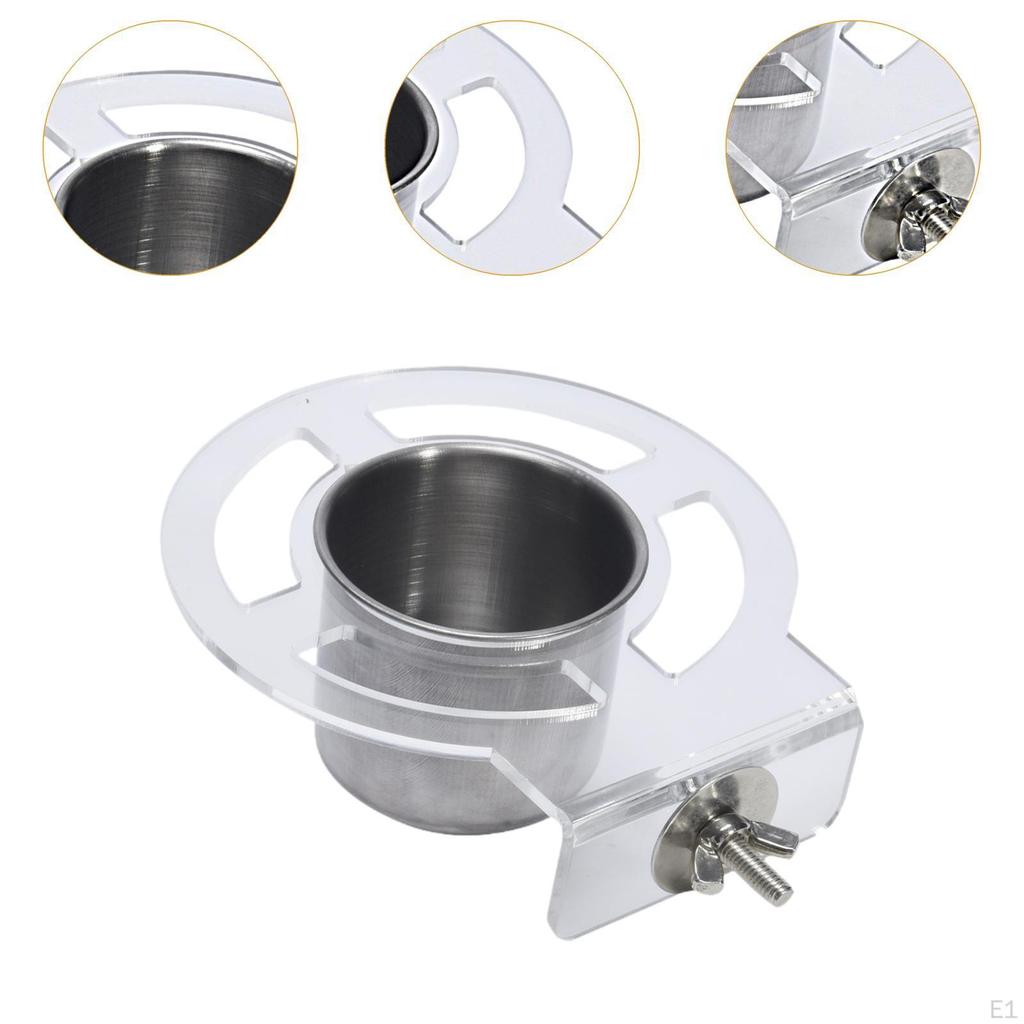 Bird Feeding Dish Cups Pet Cage Holder Stainless Steel Bowls for Birdcage Coop Water