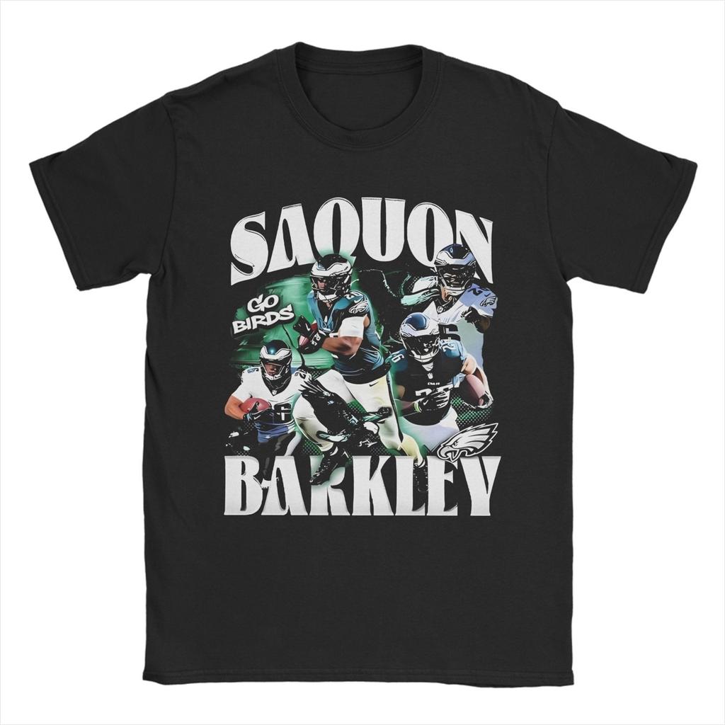 Saquon Barkley Fly The Reverse Hurdle T Shirt for Men 100% Cotton Funny T-Shirt Rugby Eagle Tees Short Sleeve Clothes Plus Size