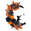 2025 Halloween Moon Cat Wreath Rose Black Door Wall Hanging Decoration Wreath Festival Party Decoration Household Items