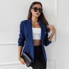 Women Suit Coat Lapel Long Sleeve Flap Pockets Suit Jacket Solid Color Single Button Office Lady Outwear