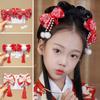 Headwear Mascot Dragon Horn Red Hairpin Velvet Tassel Bow Hairpin New Year Hairpin  Children