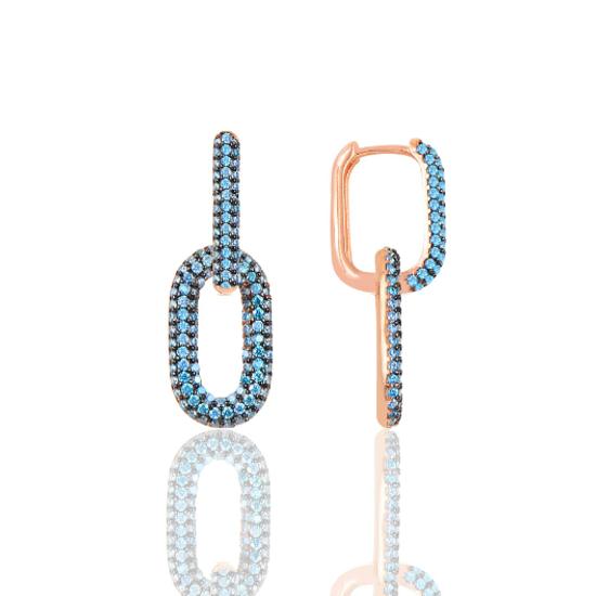 Trendy Dangling Earrings with Rose Aquamarine Stone