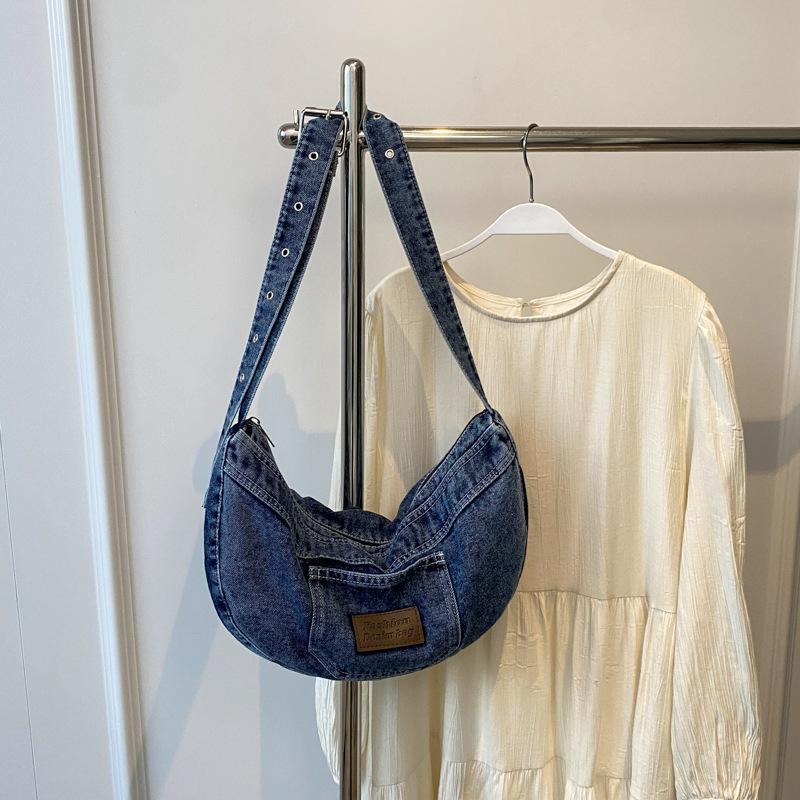 Сумка из выстиранного денима, женская модная повседневная сумка через плечо, сумка-пельмень на все подмышки, сумка через плечо