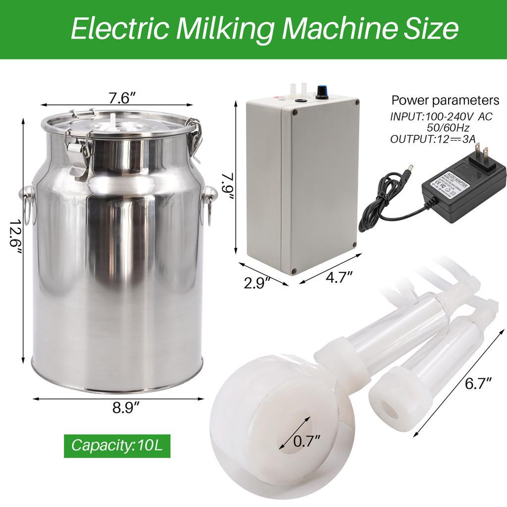 10 л Вакуумный насос Электрическая доильная машина для коз 220 В Пульсирующая доильная машина для крупного рогатого скота Ведро-доилка из нержавеющей стали