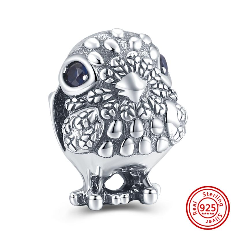 S925 Серебряный Подвеска в виде животного кошка, собака, панда, сова, белка, единорог, лошадь, медведь, кролик, сделай сам, бусина подходит для оригинального браслета, ювелирные украшения