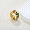 Fashion Vintage Jewelry 18K Gold PVD Plated White Emerald Zircon Ring 316L Stainless Steel Rings Custom Women's Waterproof Rings