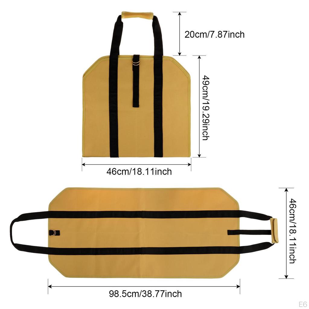 Сумка для дров с ручками, деревянным регулируемым ремнем, держателем для дров.