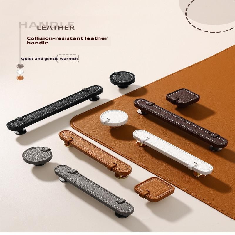 Ручки и ручки для обувного шкафа из цинкового сплава с кожаной ручкой, кухонные ручки для дверей шкафа, ручки для ящиков, мебельная фурнитура