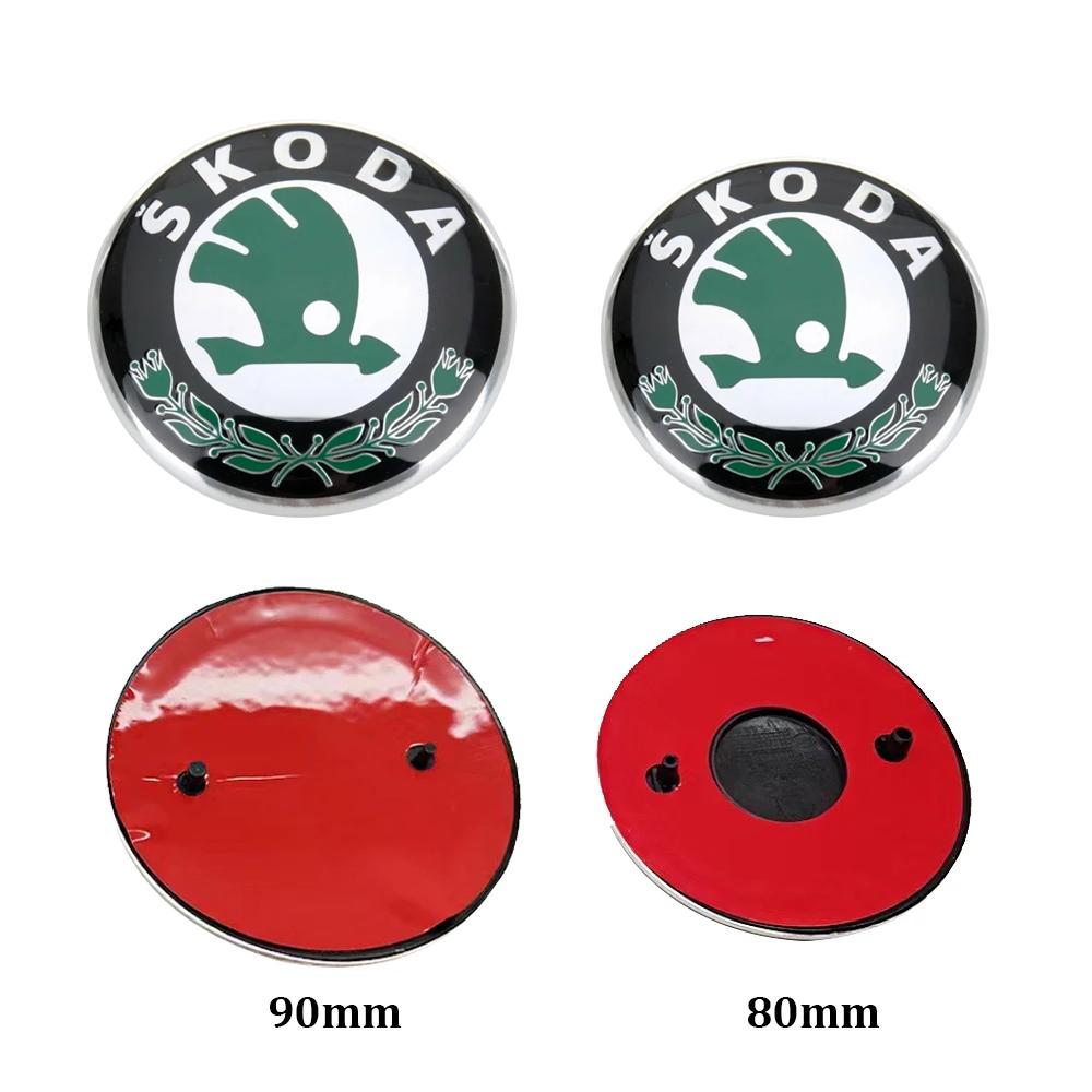 msdf2 2Pcs 80mm 90mm Emblem For Skoda Fabia 1 2 Octavia a7 RS Superb Rapid Yeti Karoq Vision Car Head Front Rear Boot Tailgate Sticker