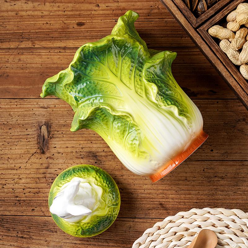 Креативная банка для чая «Капуста Кролик», керамическая декоративная банка, герметичная банка для хранения чая, контейнер для домашнего хранения, декоративные аксессуары