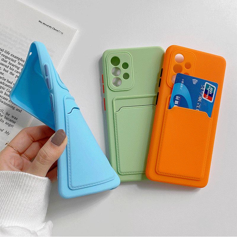 Silicone with Card Holder Phone Case for Samsung Galaxy A05S A05 A15 A25 A35 A55 A24 A34 A54 A14 A13 4G 5G Shockproof Cover