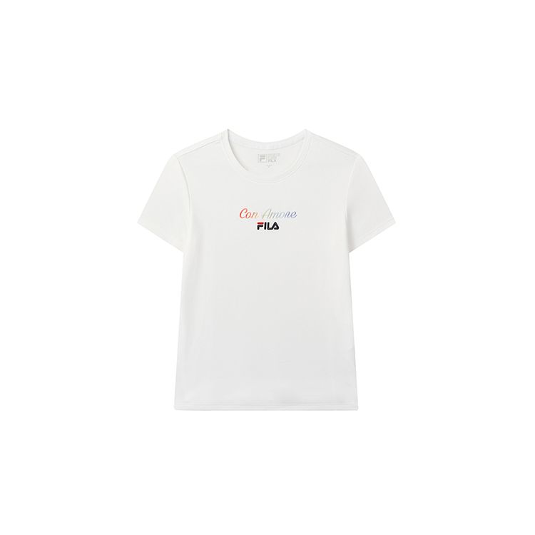 Fila Цветная футболка с принтом букв, короткий рукав, женские топы, белая F11W028112FWT