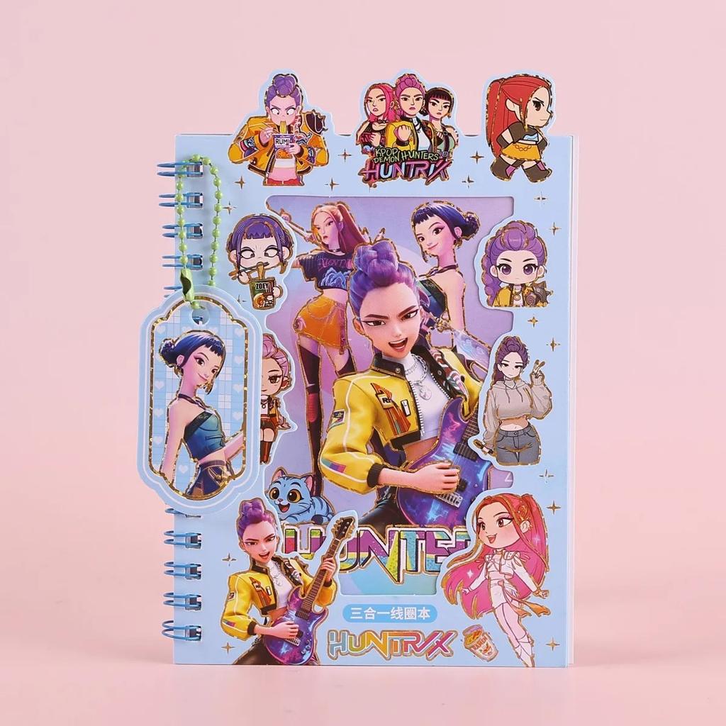 1/4 шт. K-POP Охотники на демонов 3-в-1 Блокнот на спирали Наклейки DIY Материал для журнала Декор чехла телефона Канцелярские товары Подарок для фанатов