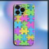 Чехол для телефона с узором-пазлом для поддержки аутизма для iPhone 16,15,14,13,12,11 Plus,Pro,Max,XR,XS,X,Plus,SE,Mini Прозрачный мягкий чехол