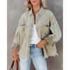 Lapel Long Sleeve Vintage Street Ripped Raw Edge Denim Jacket Women's